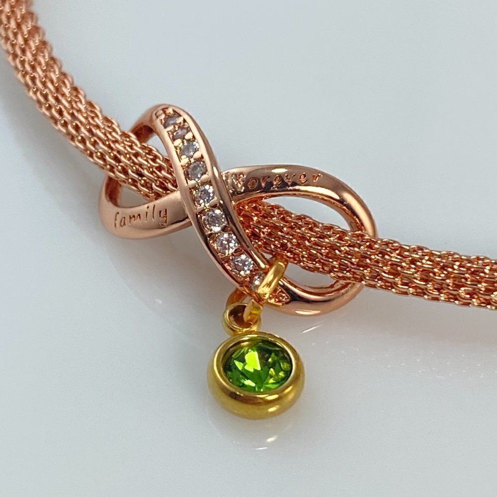 Rose Gold Family Forever Infinity Charm with Birthstone